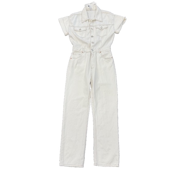 Zara White Denim Jumpsuit Size Medium (NWT) - Picture 1 of 7